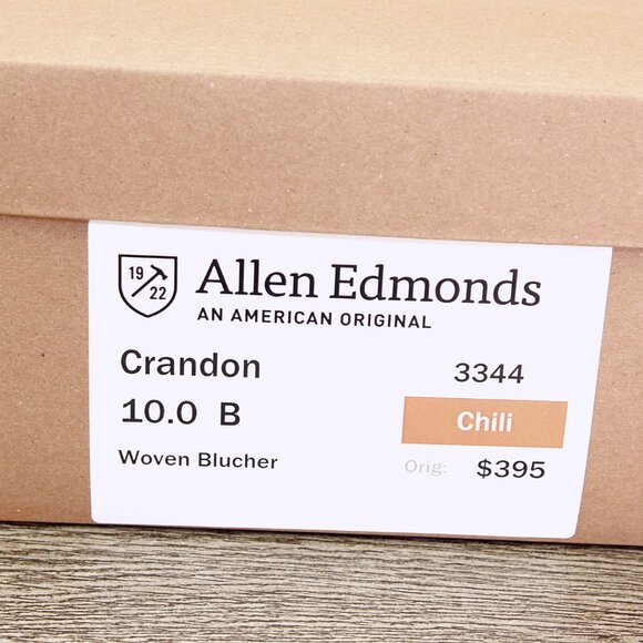Allen Edmonds CRANDON Woven Blucher 10 B Narrow Chili * add $15 new Cedar Trees main image 8